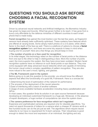 QUESTIONS YOU SHOULD ASK BEFORE CHOOSING A FACIAL RECOGNITION SYSTEM
