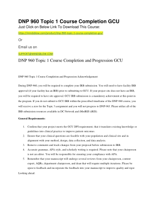 DNP 960 Topic 1 Course Completion GCU
