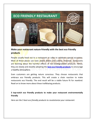 Choose the best eco friendly products & transform your restaurant