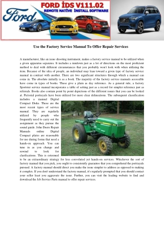 John Deere Repair Manuals Online