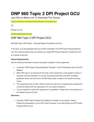 DNP 960 Topic 2 DPI Project GCU