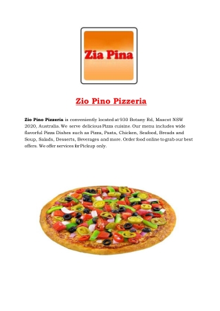 5% Off - Zio Pino Pizzeria Menu - Pizza Restaurant Mascot, NSW