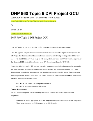 DNP 960 Topic 6 DPI Project GCU