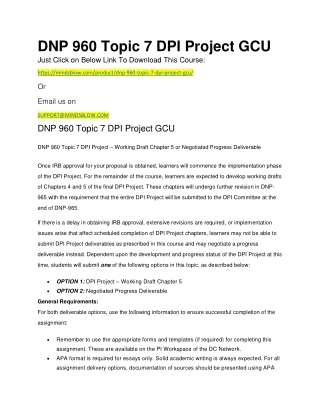 DNP 960 Topic 7 DPI Project GCU