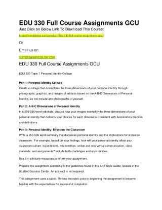 EDU 330 Full Course Assignments GCU