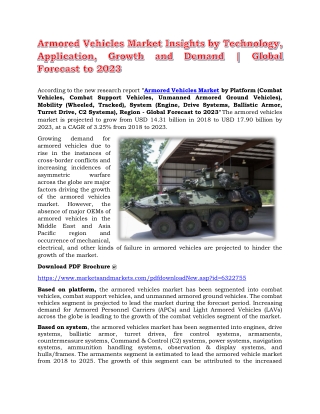 Armored Vehicles Market Insights by Technology, Application, Growth and Demand | Global Forecast to 2023