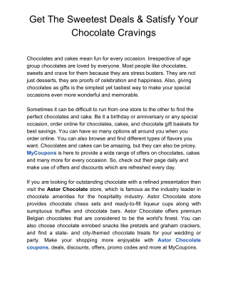 Get The Sweetest Deals & Satisfy Your Chocolate Cravings