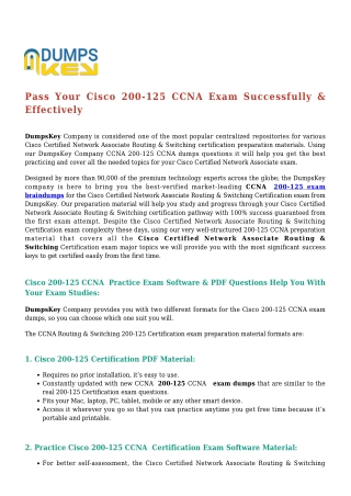 Cisco CCNA Routing & Switching 200-125 [2019] Exam Practice Dumps