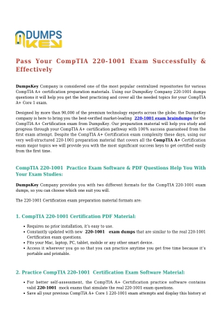 Shortcut To Success: CompTIA A  220-1001 [2019] Exam Dumps
