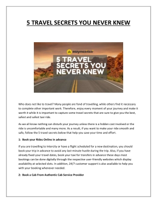 5 TRAVEL SECRETS YOU NEVER KNEW