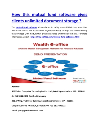 How this mutual fund software gives clients unlimited document storage ?