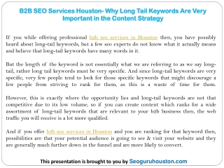 B2B SEO Services Houston- Why Long Tail Keywords Are Very Important in the Content Strategy