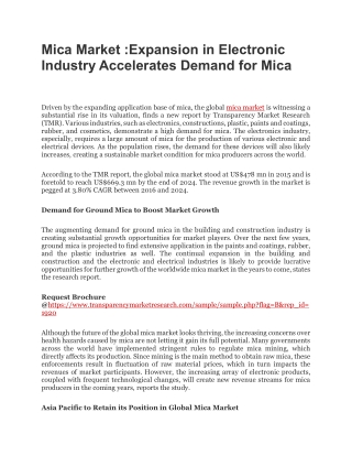 Mica Market :Expansion in Electronic Industry Accelerates Demand for Mica