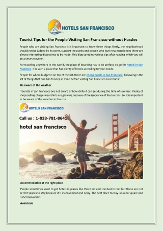 Tourist Tips for the People Visiting San Francisco without Hassles