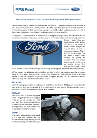 How Safe Is Your Car? Ford Cars Are For Exceptional Safety & Comfort