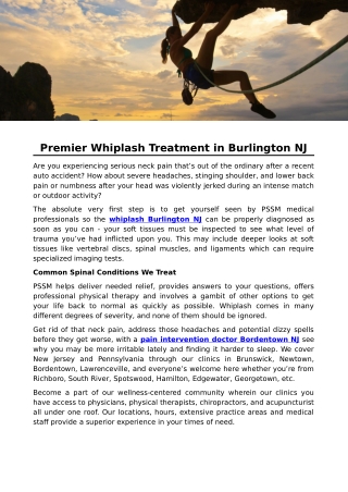 Premier Whiplash Treatment in Burlington NJ