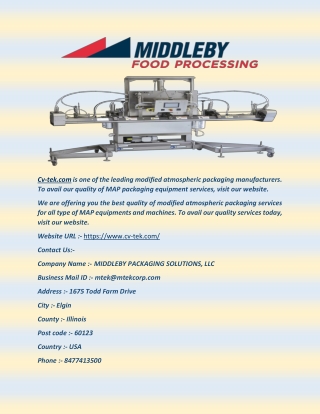 MIDDLEBY PACKAGING SOLUTIONS, LLC - MAP Packaging Equipment
