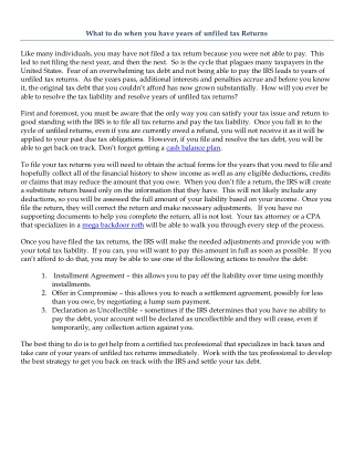 What to do when you have years of unfiled tax Returns