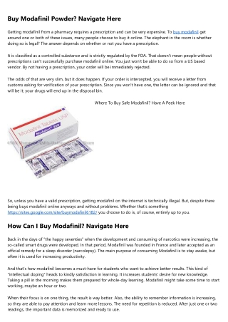 How Can I Buy Modafinil? For More Information