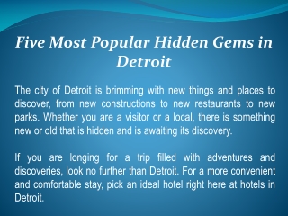 Five Most Popular Hidden Gems in Detroit