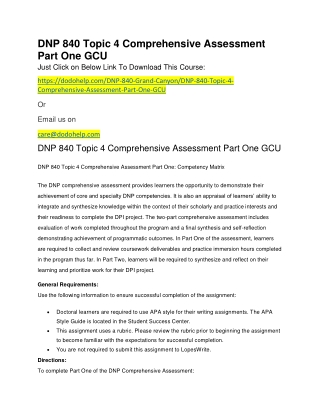 DNP 840 Topic 4 Comprehensive Assessment Part One GCU