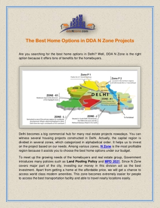 The Best Home Options in DDA N Zone Projects