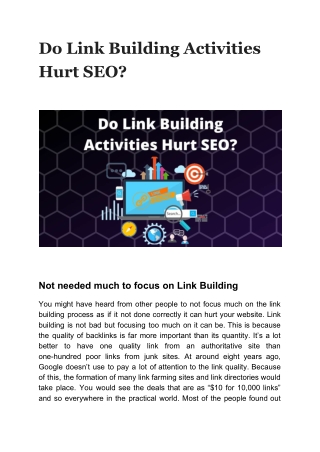 Do Link Building Activities Hurt SEO?