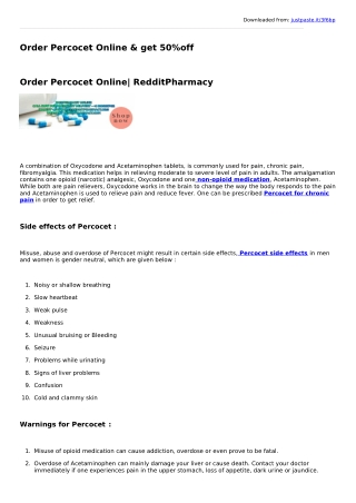 Order Percocet Online & get 50%off