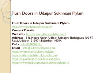 Flush Doors in Udaipur Sukhmani Plylam