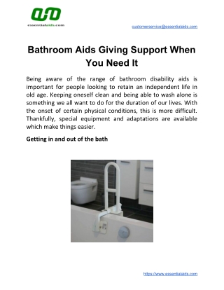 Bathroom Aids Giving Support When You Need It