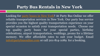 Party Bus Rentals in New York