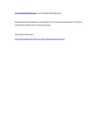 Hire Dedicated Web Developer - Hire Affordable Web Programmer