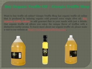 Buy Organic Truffle Oil