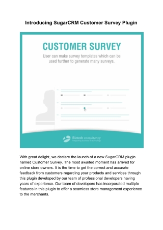 Introducing SugarCRM Customer Survey Plugin