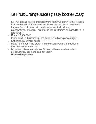 Le Fruit Orange Juice (glassy bottle) 250g