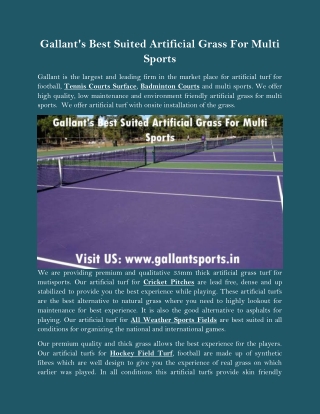 Gallant's Best Suited Artificial Grass For Multi Sports