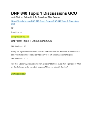 DNP 840 Topic 1 Discussions GCU