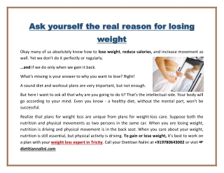 Ask yourself the real reason for losing weight