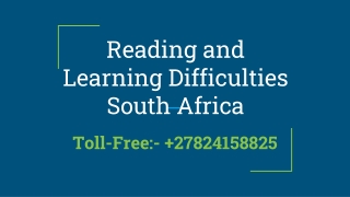 Reading and Learning Difficulties South Africa