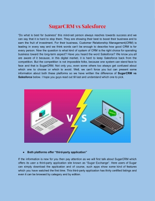 SugarCRM vs Salesforce