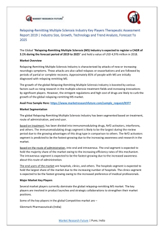 Relapsing-Remitting Multiple Sclerosis (MS) Industry Research Report - Global Forecast till 2025