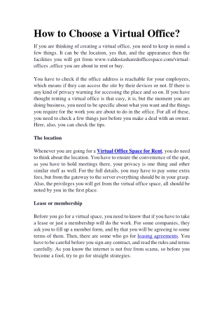 How to Choose a Virtual Office?