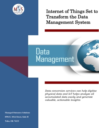 Internet of Things Set to Transform the Data Management System