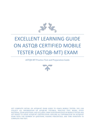 Excellent Learning Guide on ASTQB Certified Mobile Tester (ASTQB-MT) Exam