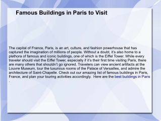 Paris Buildings in Paris