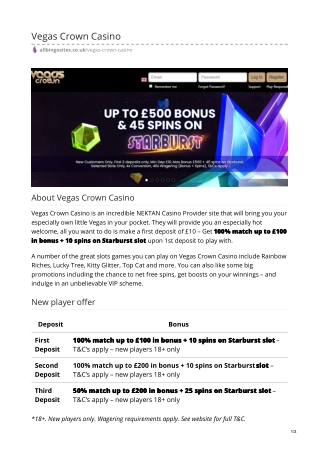 Vegas Crown Casino - 100% Deposit Bonus - Best New Casino Site UK