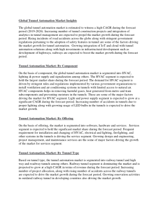 Global Tunnel Automation Market Size, Trends & Analysis – Forecasts to 2026