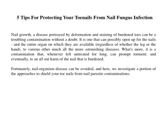 5 Tips For Protecting Your Toenails From Nail Fungus Infection