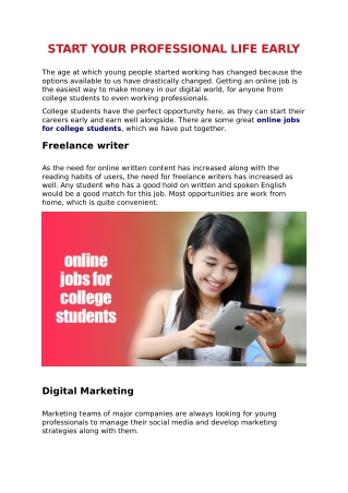 Great Online Jobs for College Students