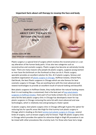 Important facts about cell therapy to revamp the face and body